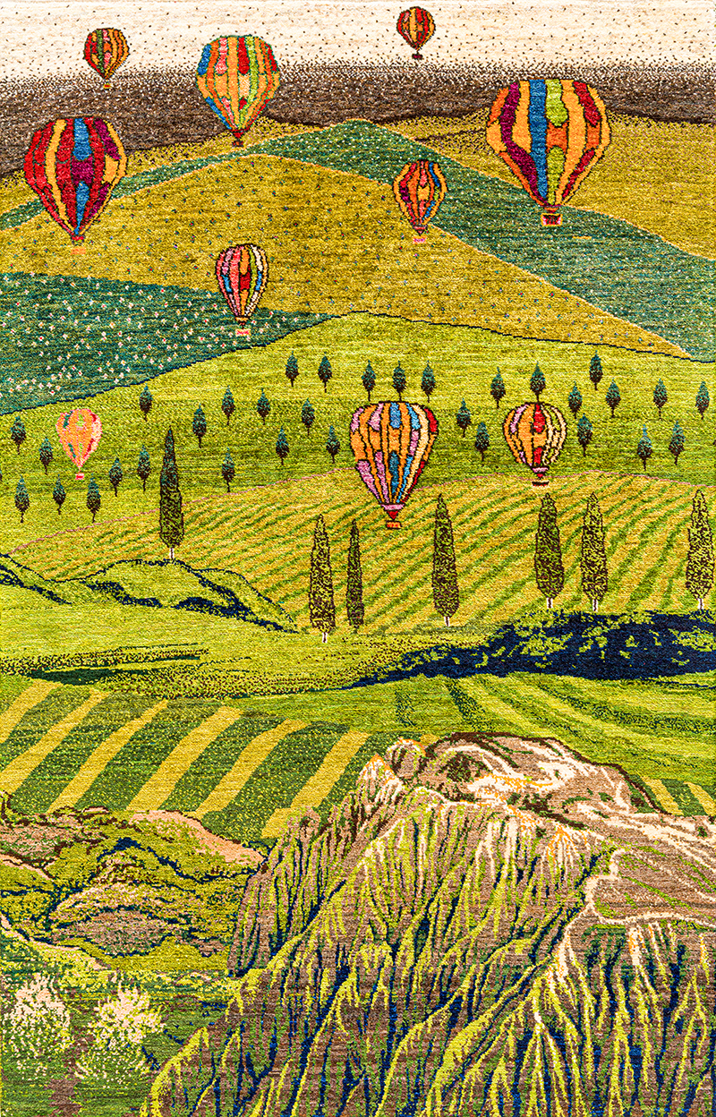 Impressionist Landscapes of my Fatherland with Hot Air Balloons 1 Naïve Abstract Landscapes Collection ZSFG 115 x 178cm Kopie