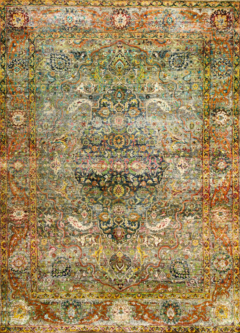 Classical Persian Medallion with a border of Foliage and Palmettes Oxidised 272 x 383cm Kopie