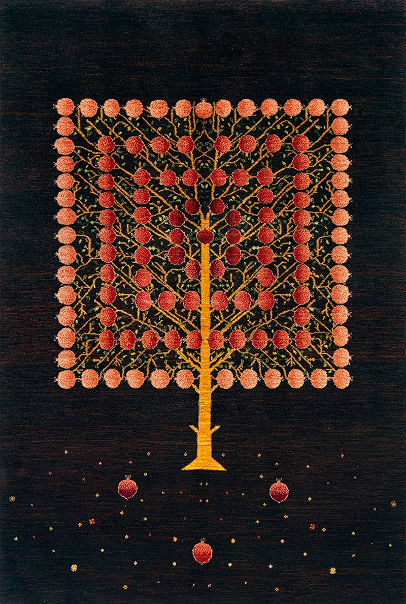 Square Pomegranate Tree of Life Gabbehs Flora Fauna 170 x 240cm Kopie