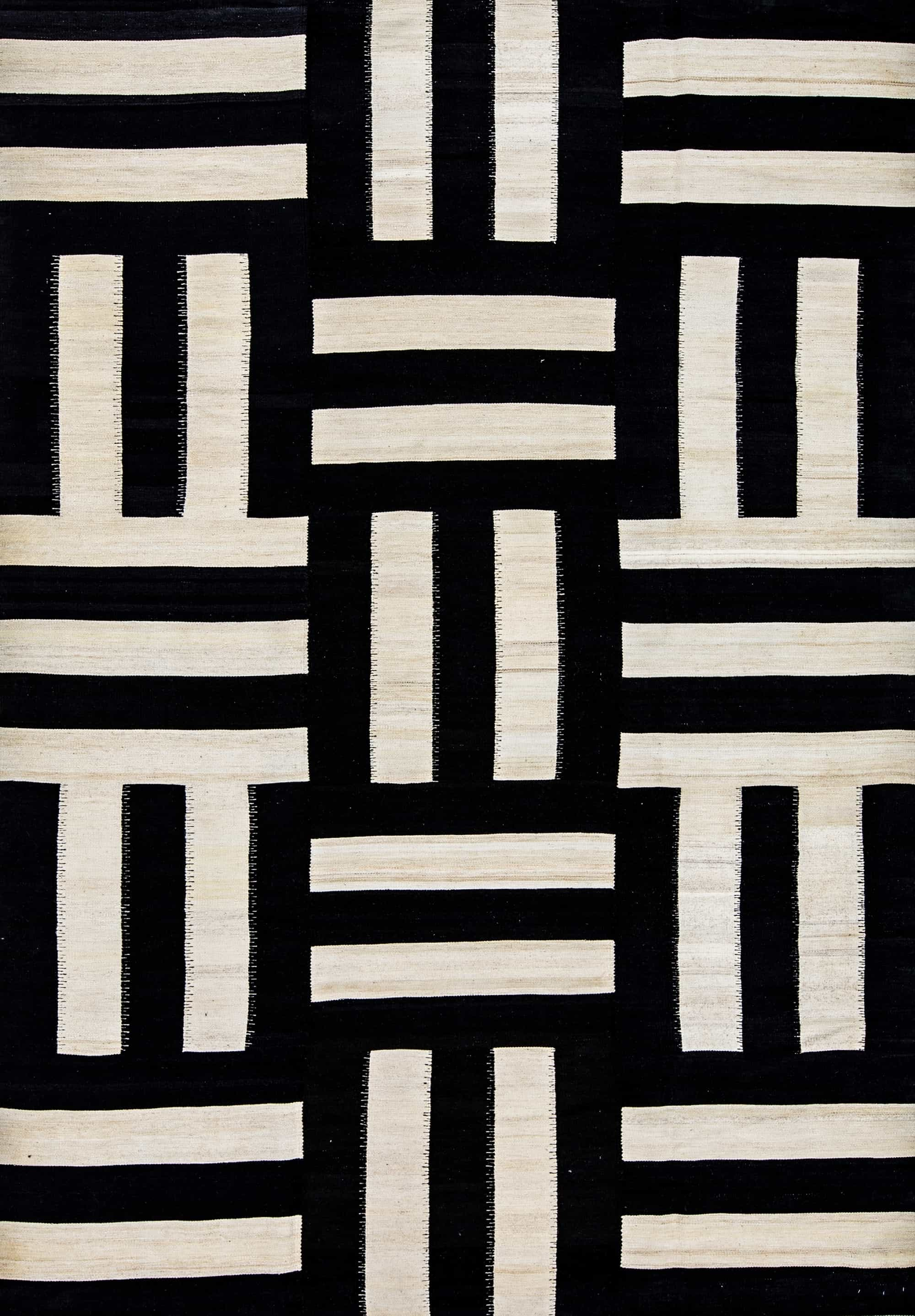 Art Deco Jigsaw 1, Baneh Kelim, Designer Flatweaves Minimalist, Wool, 217 x 310cm