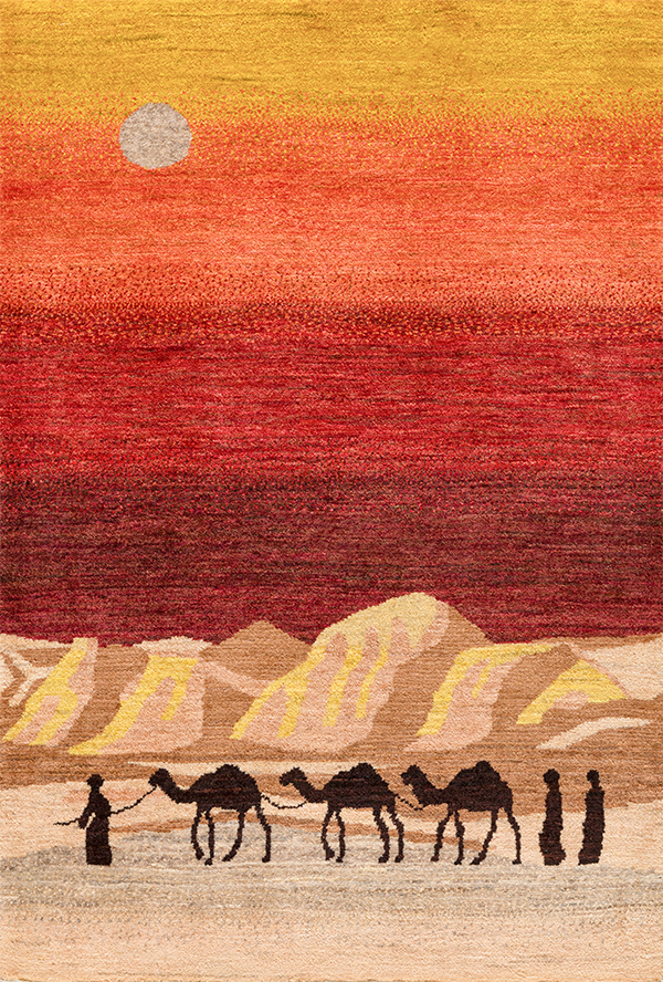 Camel Trek through the White Desert at Dusk 2 Landscapes of my Fatherland Collection Gabbehs Landscapes ZSFG 82 x 119cm