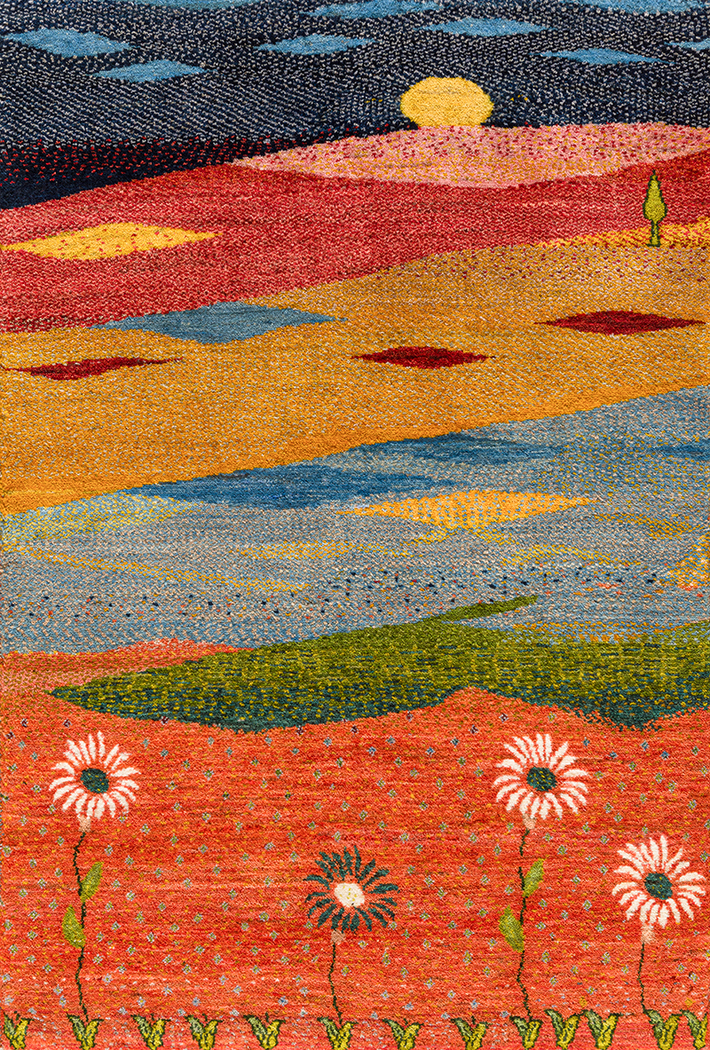 Naïve Landscape with Blooms 2 Dopamine Collection Zollanvari Studio Zollanvari Super Fine Gabbeh 104 x 153cm