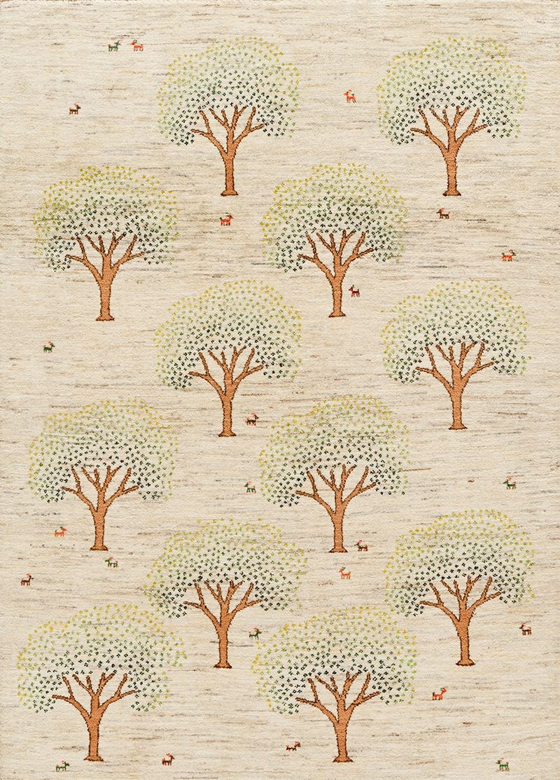 Naïve Orchard with Wandering Beasts 1 Abstract Flora Wonderland ZSFG 144 x 200cm