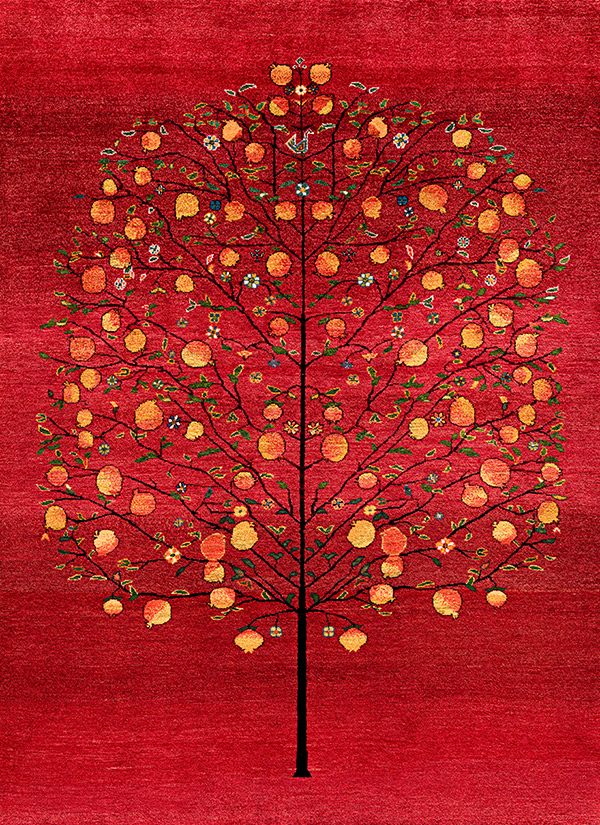 Pomegranate Tree of Life 38 Gabbehs Flora Fauna ZSFG 176 x 238cm