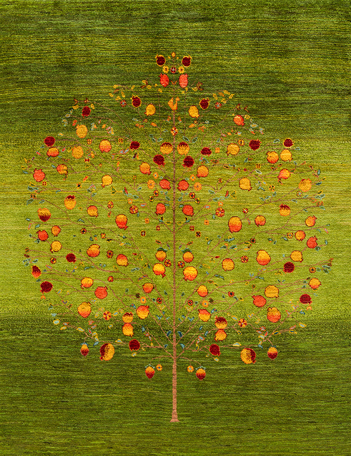 Pomegranate Tree of Life 39 Gabbehs Flora Fauna ZSFG 152 x 197cm