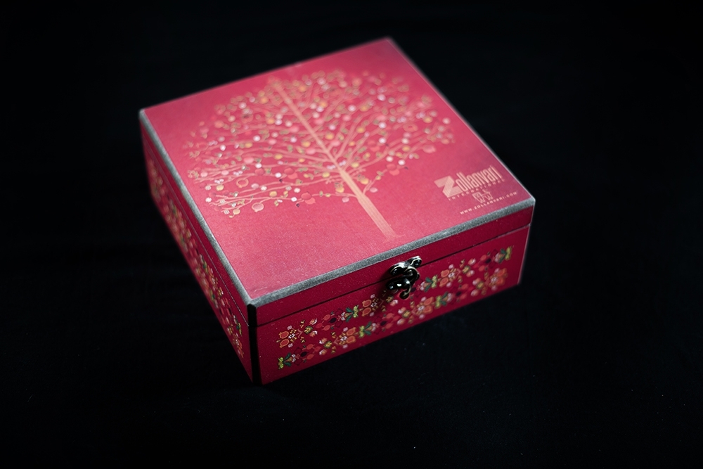 Pomegranate Tree of Life Floral Tea Box 1 Zollanvari Studio Solid Painted Wood