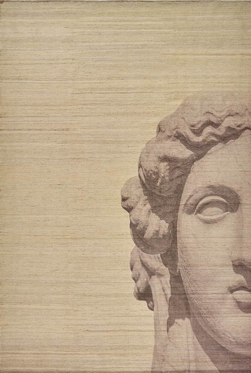 Roman Empire Visage 2, Neutral Ground, Tompe L'Oeil Collection Printed Kelim, 207 x 306cm
